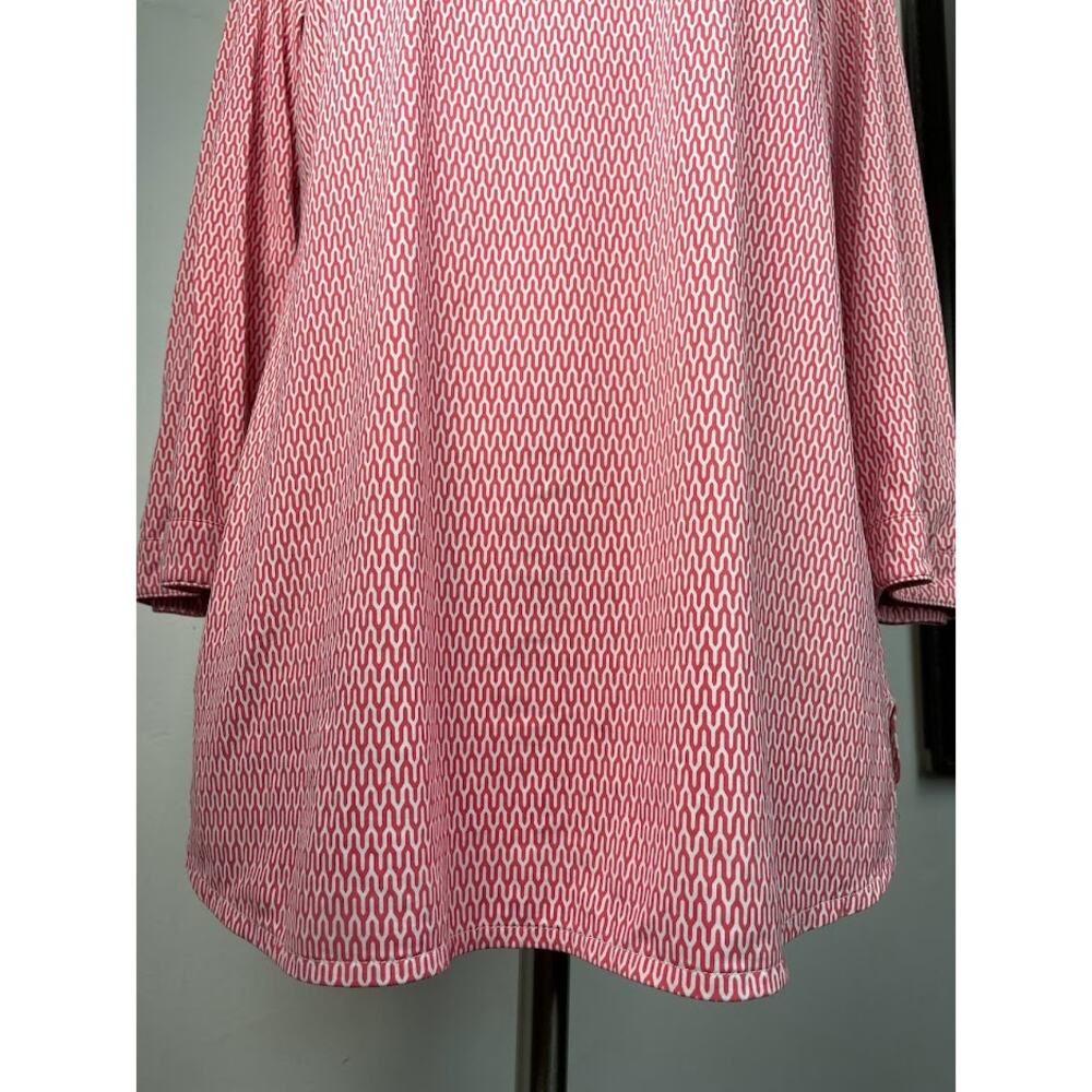 Ellie Kia Relaxed V-Neck Geometric Print Blouse Pink Preppy Top Womens Large - Picture 4 of 14